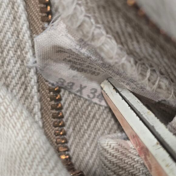 Vintage Riveted 90s Levi Light Brown Straight Leg Denim Jeans - Picture 4 of 7